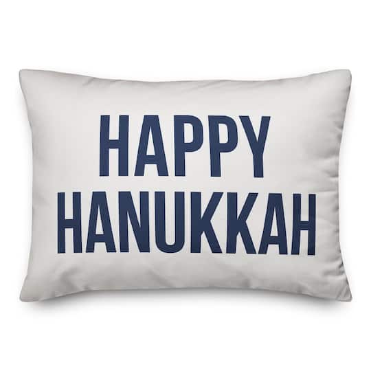 Happy Hanukkah - White 14x20 Spun Poly Pillow